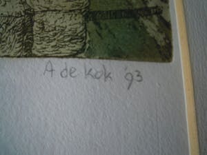 Adriaan de Kok - Prachtige ets -2 Vogels voor een raam titel " BIJNA THUIS " kopen? Bied vanaf 15!