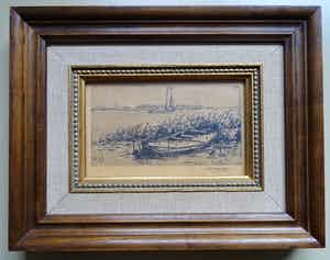Herman Heuff - Landschap met boot verkocht voor € 30!