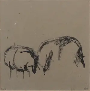Hennie Dijk-Stel - Gouache op papier, geen titel - ingelijst kopen? Bied vanaf 1!
