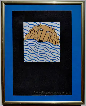 Charlotte Mutsaers - Hond in het water, litho (netjes ingelijst) kopen? Bied vanaf 100!