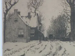 Hendrikus Roodenburg - Winter 1913, tol bij Wijkerbrug, Voorburg - Ets kopen? Bied vanaf 60!