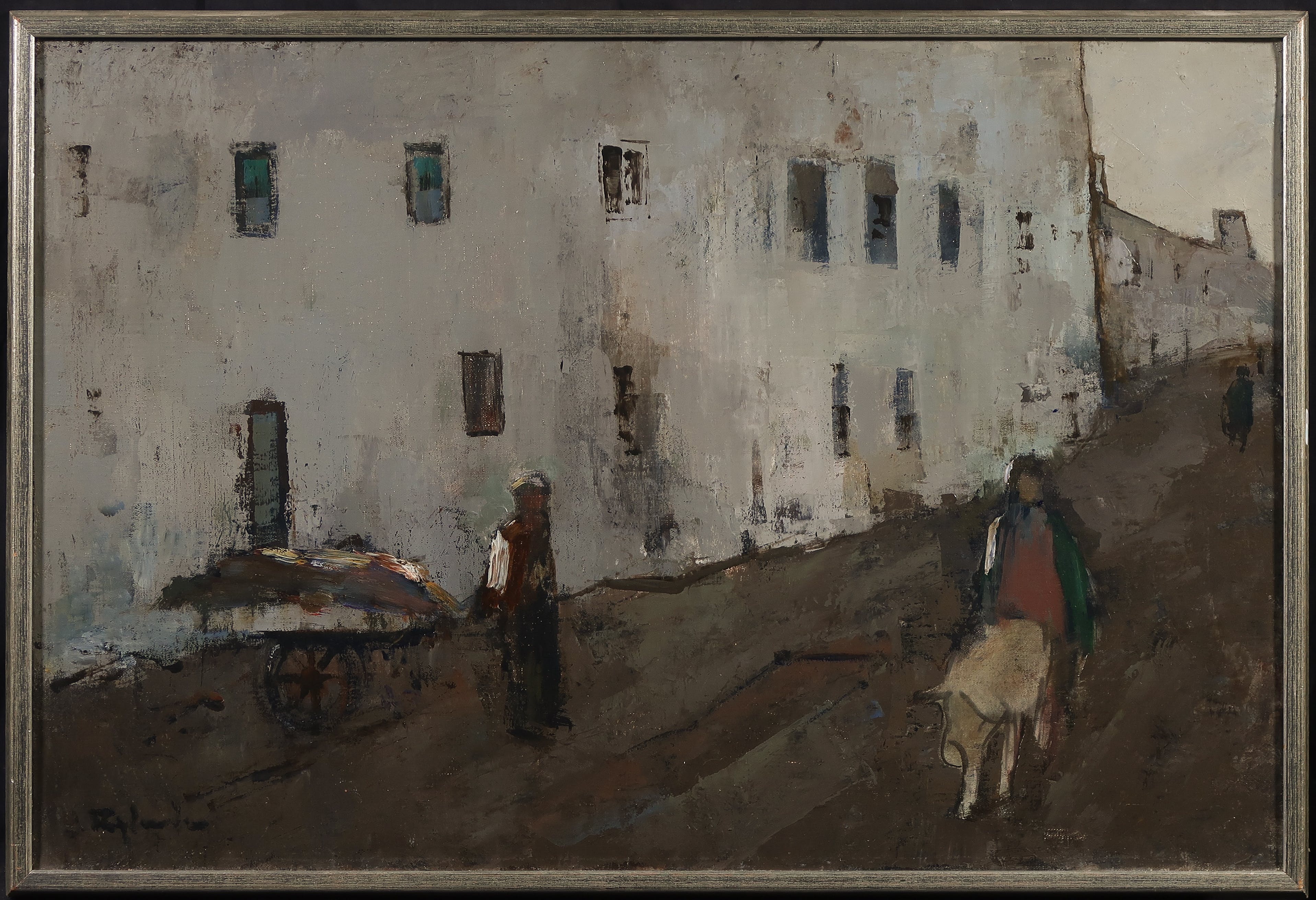 Jan Rijlaarsdam - Olieverf op doek, Straatje in Zuid-Europese stad - Ingelijst verkocht voor € 950!