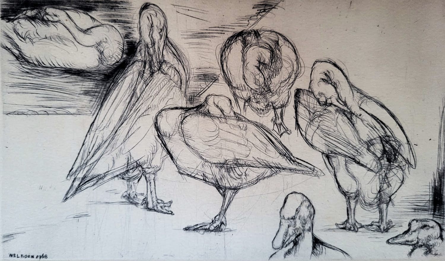 Nel Koen - ets, in de plaat gesigneerd en 1968 verkocht voor € 1!