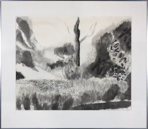 Gerard Schaperkotter - Indische inkt op papier, Tuin I en Tuin II- Ingelijst kopen? Bied vanaf 70!