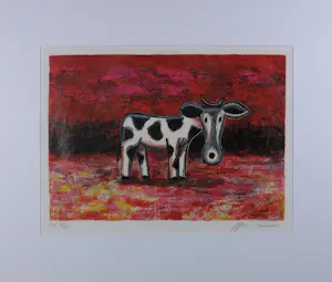 Michiel Molenaar - Zeefdruk, lonely cow - Ingelijst kopen? Bied vanaf 80!