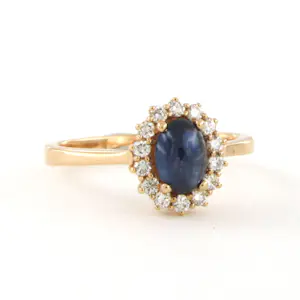 18k gouden ring met saffier en briljant geslepen diamant tot. 0.24ct kopen? Bied vanaf 650!