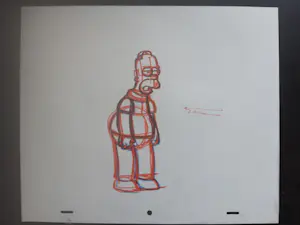 Matt Groening - originele productietekening The Simpsons, ingelijst + Certificaat kopen? Bied vanaf 90!