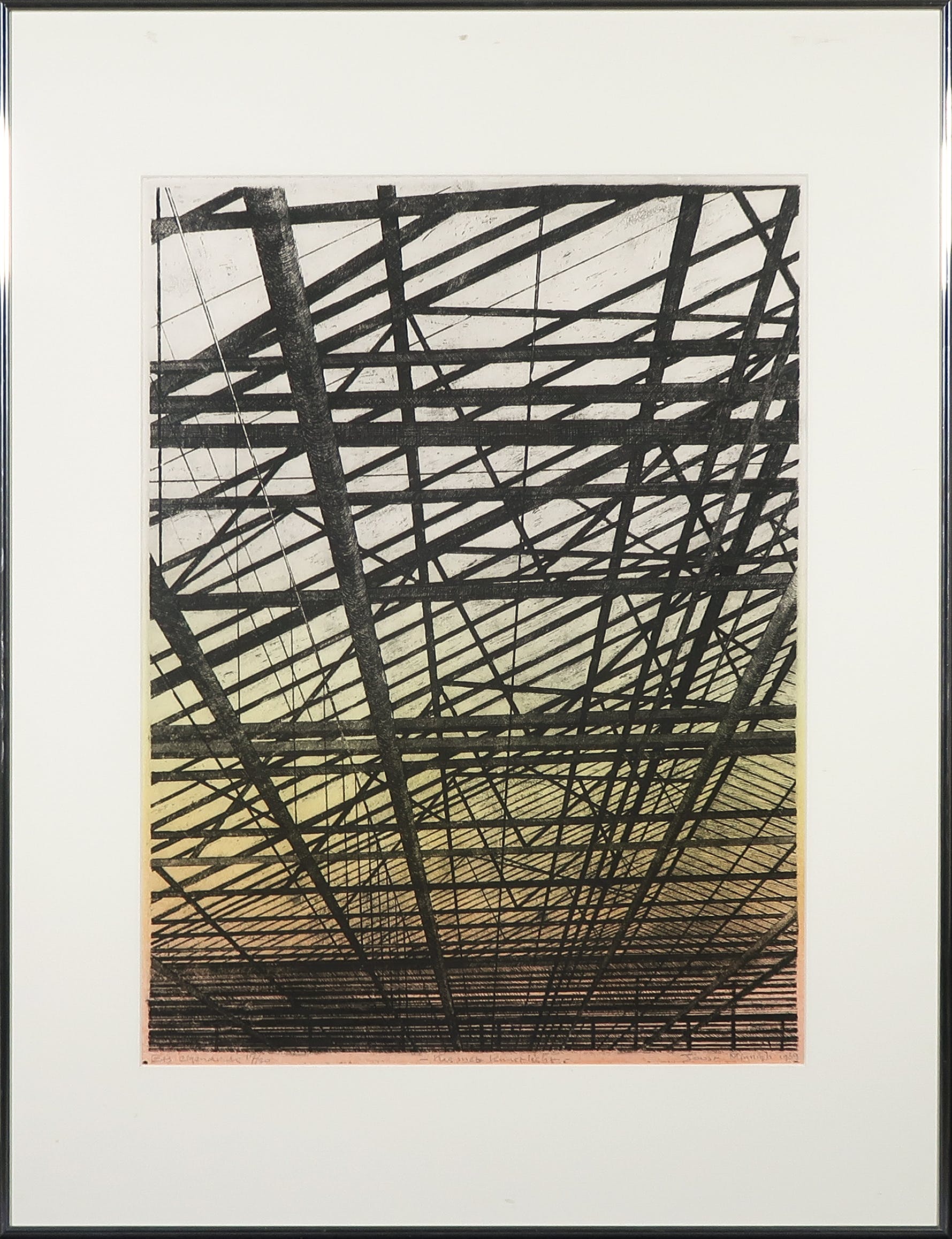Joost Minnigh - Ets, Kas met kunstlicht - Ingelijst verkocht voor € 40!