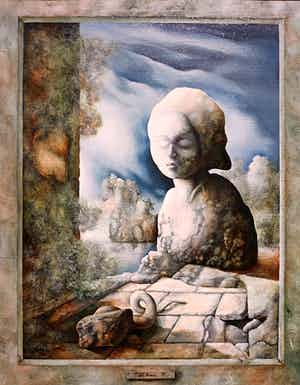 Johannes Garst - Stenen bruid, olieverf op doek (ingelijst) verkocht voor € 1!