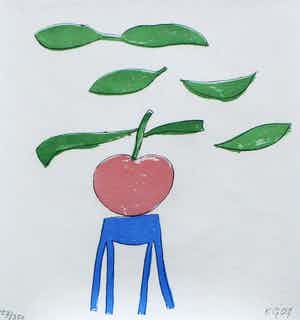 Klaas Gubbels - litho: Het houten bankje - 2007 (prachtige houten lijst) verkocht voor € 225!