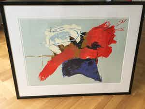 Arty Grimm - Compositie op blauw verkocht voor € 95!