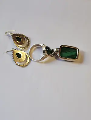 Set zilveren sieraden  met malachiet kopen? Bied vanaf 125!