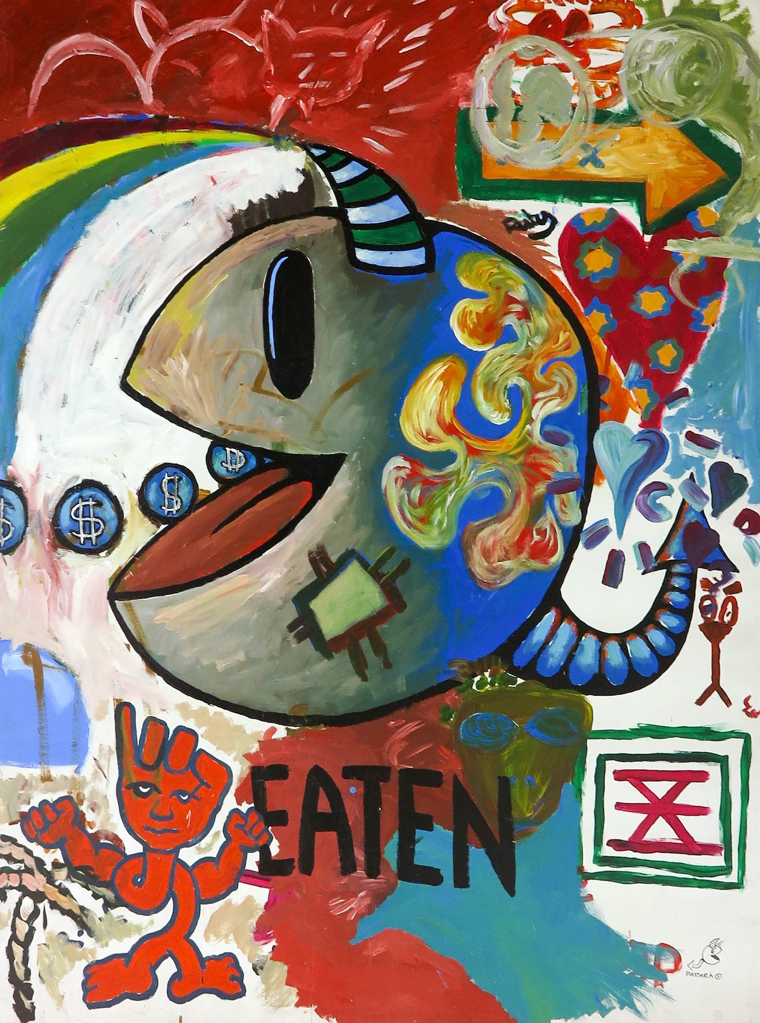 Dadara - Acryl op paneel, Eaten (Zeer groot) verkocht voor € 500!