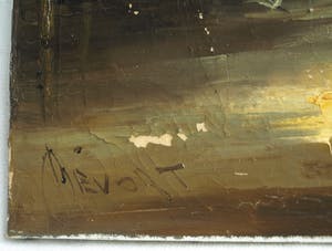 Jan Bevort - Olieverf op doek , Bloemenmarkt Singel Amsterdam – restauratieproject – 70x80 cm kopen? Bied vanaf 75!