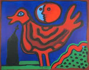 Corneille - Litho, Le coq rouge verkocht voor € 200!