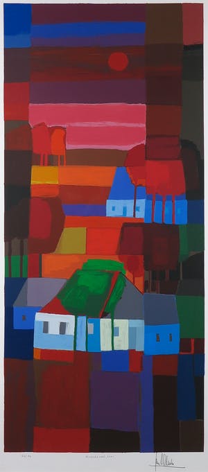 Ton Schulten - Zeefdruk, Avondrood - Ingelijst (Zeer groot) kopen? Bied vanaf 350!