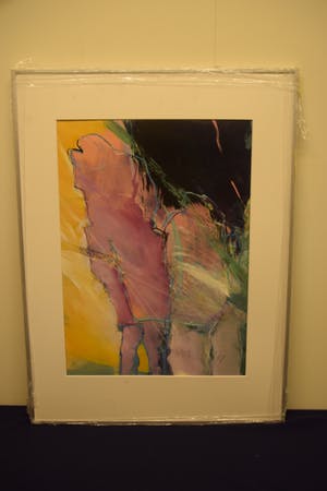 Marjan Nagtegaal - 'Geel, roze, blauw en zwart' - acrylverf op papier kopen? Bied vanaf 20!