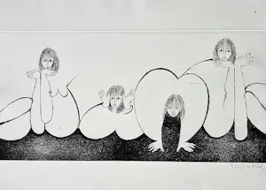 Ans Wortel - Typische jaren 70, in kleine (50) oplage gemaakte Ets "de hoofden redden ...." kopen? Bied vanaf 38!