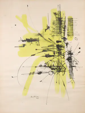 Georges Mathieu - Litho, Abstracte compositie - Ingelijst kopen? Bied vanaf 1!