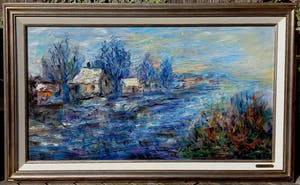 Jan Makkes - Rivierlandschap, olieverf op doek (mooi ingelijst) kopen? Bied vanaf 300!