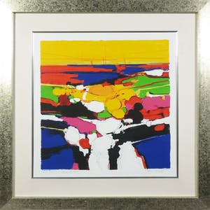 Frank Lejeune - Zeefdruk, First visit Veules les Roses - Ingelijst kopen? Bied vanaf 40!