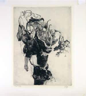 Jo van Dijk - Ets, Boom verkocht voor € 40!