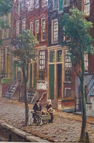 Oene Romkes de Jongh - zicht op Groenburgwal en Zuiderkerk te Amsterdam. kopen? Bied vanaf 1995!