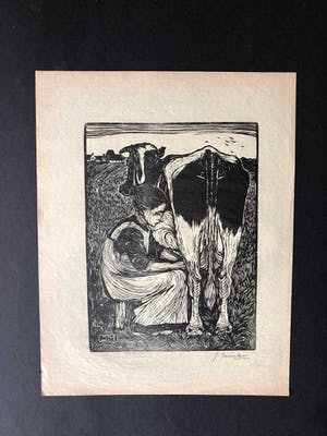Jan Mankes - Houtsnede Koemelkster kopen? Bied vanaf 275!