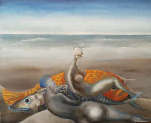Niet of onleesbaar gesigneerd - Zeemeerminnen en vissen op het strand kopen? Bied vanaf 1!