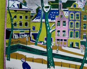 Jan Wiegers - Kleurenlitho: Achterburgwal - 1947 kopen? Bied vanaf 175!