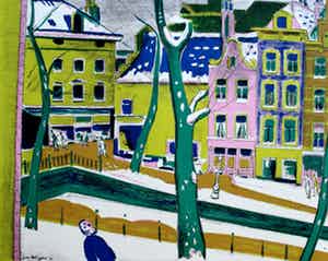 Jan Wiegers - Kleurenlitho: Achterburgwal - 1947 verkocht voor € 175!