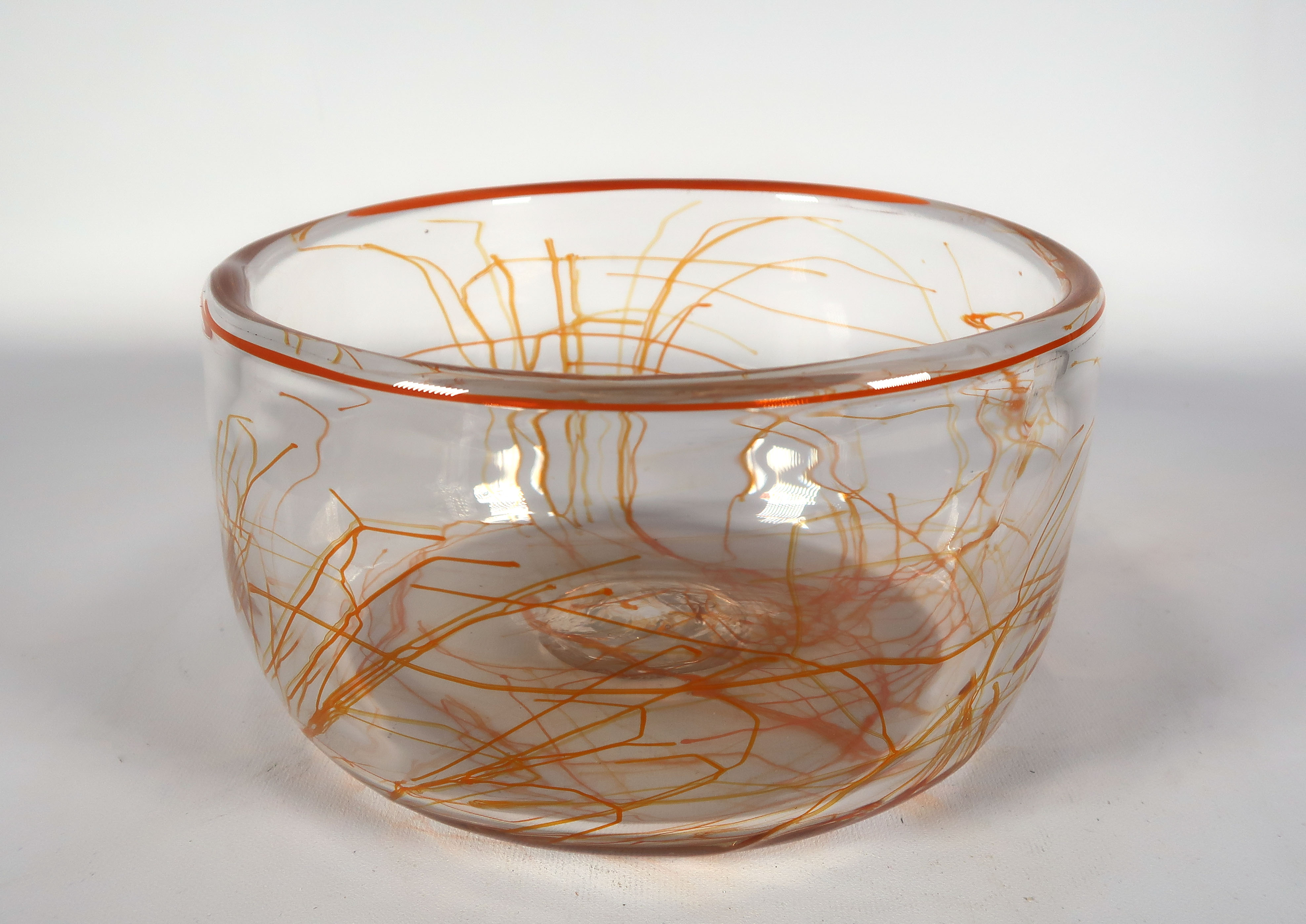 Studio de Oude Horn - Glas, Schaal met oranje aders kopen? Bied vanaf 1!