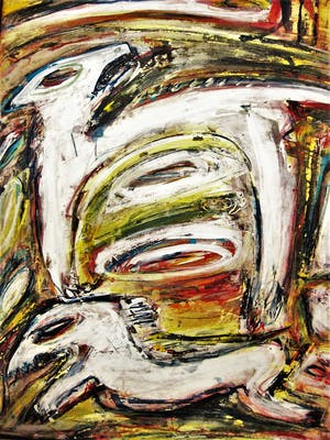 Henk Vierveijzer - CoBrA en Neue Wilden - Krachtig expressionisme - "Happen naar de Baas" GROOT!! kopen? Bied vanaf 150!