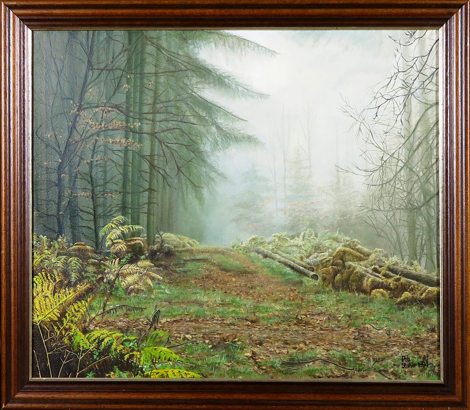 Rob Stoffer - Olieverf op doek, Boslandschap - Ingelijst verkocht voor € 50!