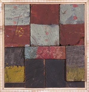 Christiaan Paul Damste - Collage van (beschilderd) hout, Blokken - Ingelijst kopen? Bied vanaf 300!