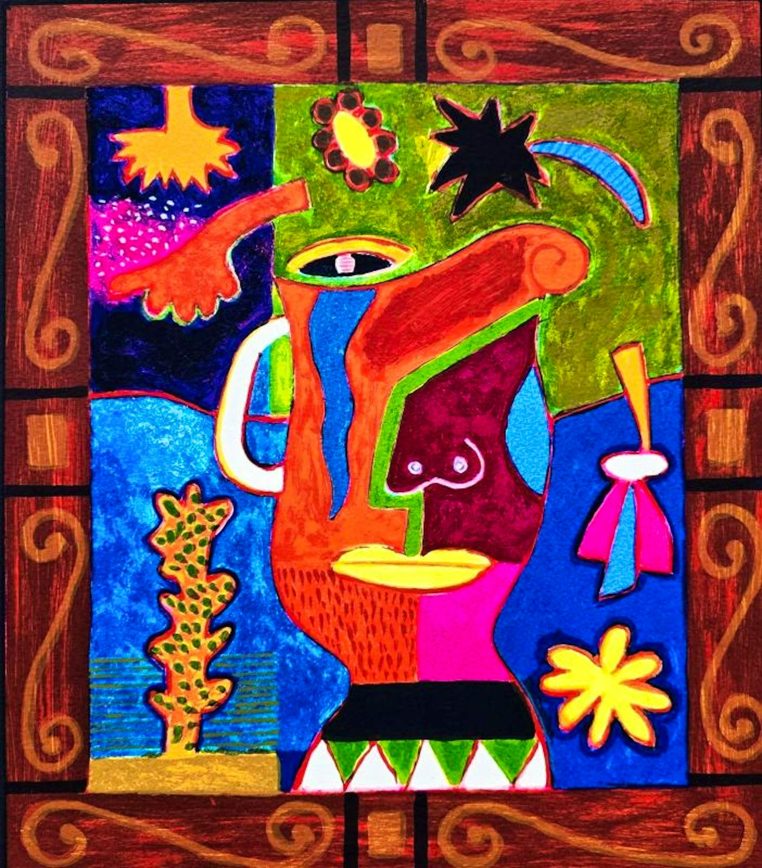 Clemens Briels - Kleurenzeefdruk VASE WITH FLOWERS AT THE SIDES Handgesigneerd kopen? Bied vanaf 139!