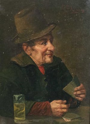 Niet of onleesbaar gesigneerd - C4421H1 - Portret van een kaartspelende man kopen? Bied vanaf 10!