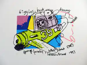 Herman Brood - Kleurenzeefdruk BIGGLES Handgesigneerd. verkocht voor € 275!