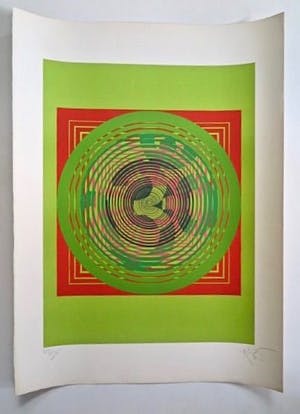 Srivastava Narendra - Indrukwekkend geometrisch werk in bijzondere kleurstelling kopen? Bied vanaf 1!