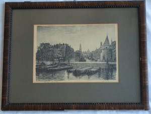 Louis Landre - Ingelijste litho, Prins Hendrikkade Amsterdam – ca 1925 kopen? Bied vanaf 25!