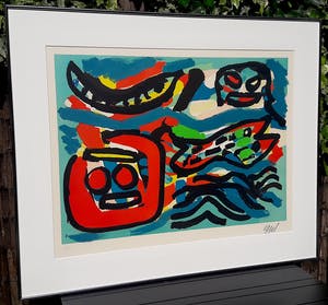 Karel Appel - Apres-midi d’un singe sur la place de l’école, litho (netjes ingelijst) kopen? Bied vanaf 1150!