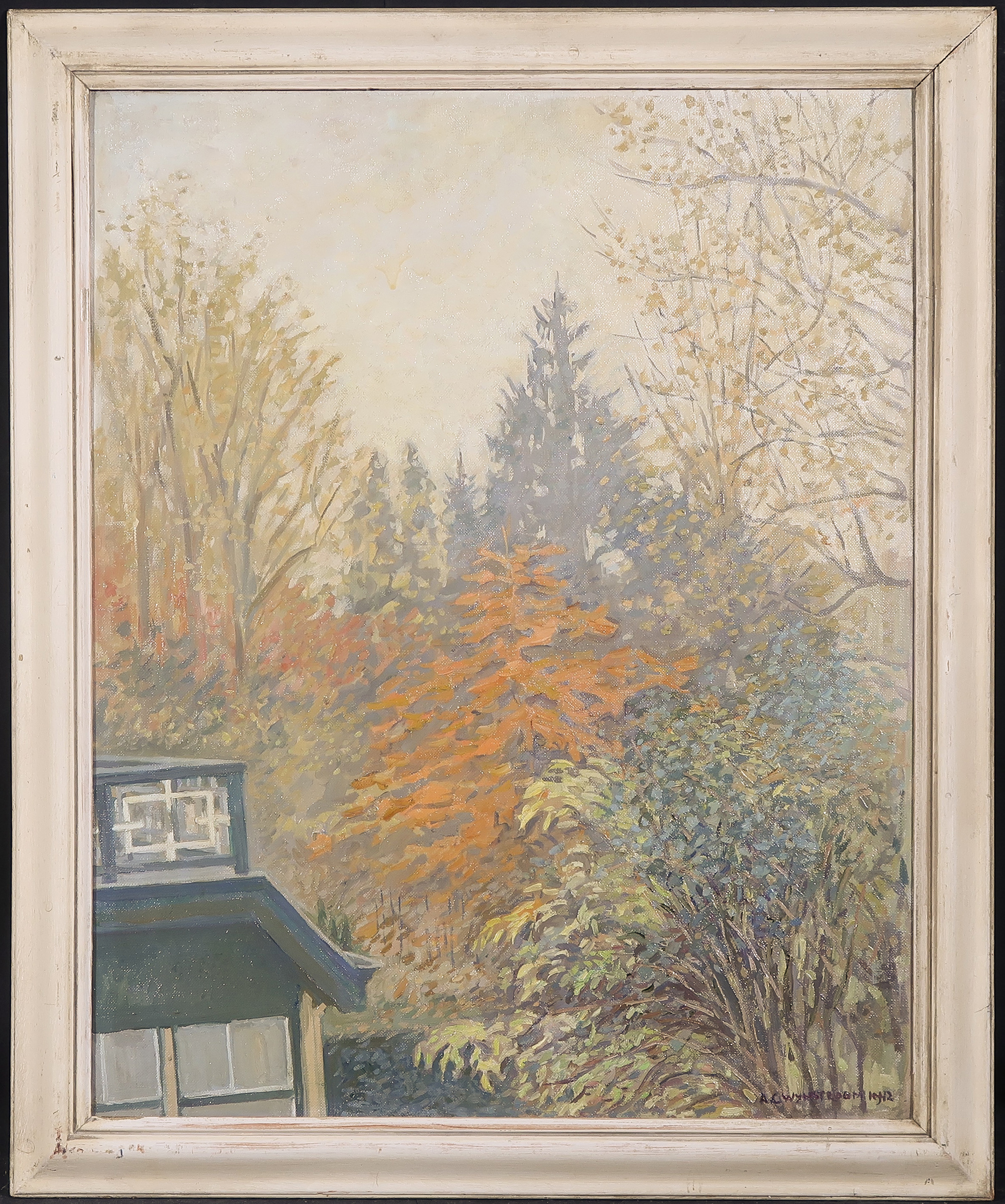 Antonie Wijnstroom - Olieverf op doek, Tuin in de herfst - Ingelijst kopen? Bied vanaf 1!