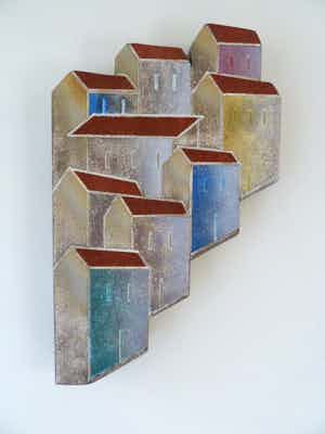 Niet of onleesbaar gesigneerd - Italiaans stads/dorps aanzicht verkocht voor € 1!