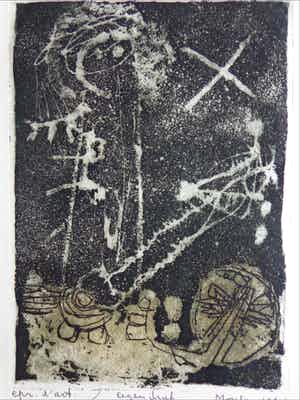 Jan Montyn - ABSTRACTIE / KLEURETS -AQUATINT / 50x32cm / SIG / 1964 verkocht voor € 45!