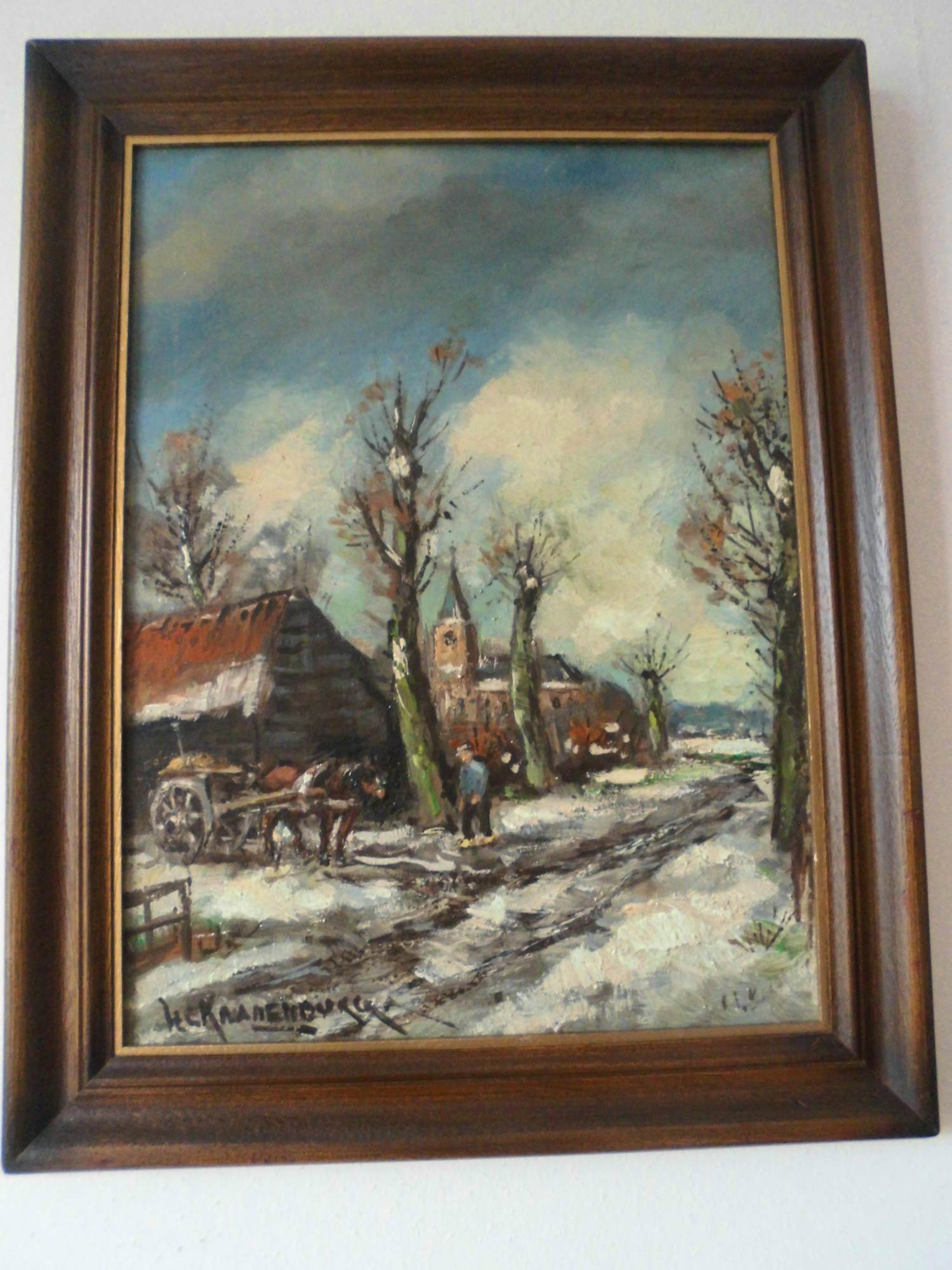 Hendrik Cornelis Kranenburg - Olieverf - Boer met kar aan landweg kopen? Bied vanaf 65!