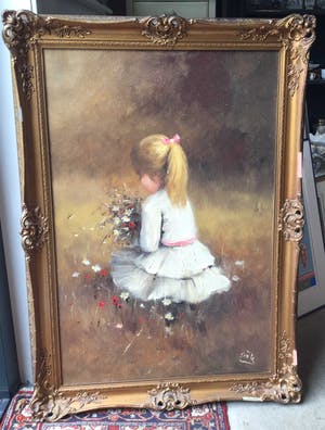 Pieter Daniel Dik - C4726-4, Bloemen plukken, olieverf kopen? Bied vanaf 450!