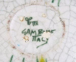 Guido Gambone - Aardewerk, Dekseldoos en schaaltje met geometrisch decor kopen? Bied vanaf 80!