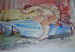 Rob Aussen - collectie van 9 (!) grote aquarellen naakte vrouwen kopen? Bied vanaf 100!