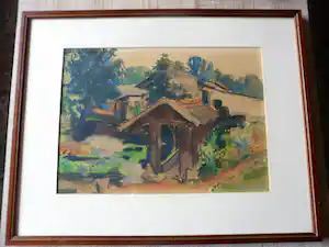 Bob Buys - Aquarel , landschap met schuurtje uit 1954. verkocht voor € 40!
