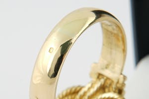 1574 - Surinaams 18 krt geel goud & diamanten mattenklopper ring - herenmodel kopen? Bied vanaf 650!